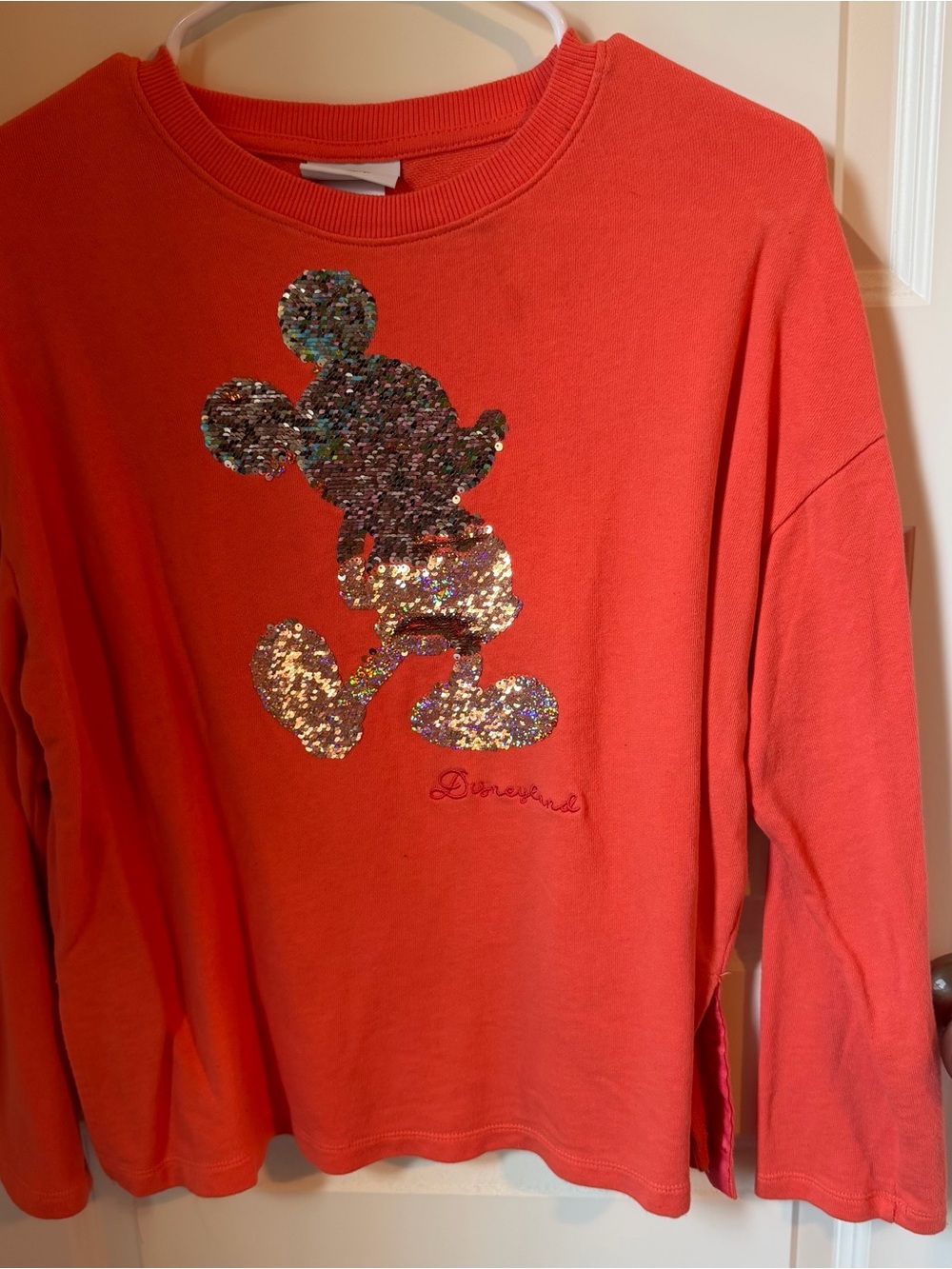 Disney Red Sweatshirt with Iridescent Sequin Mickey